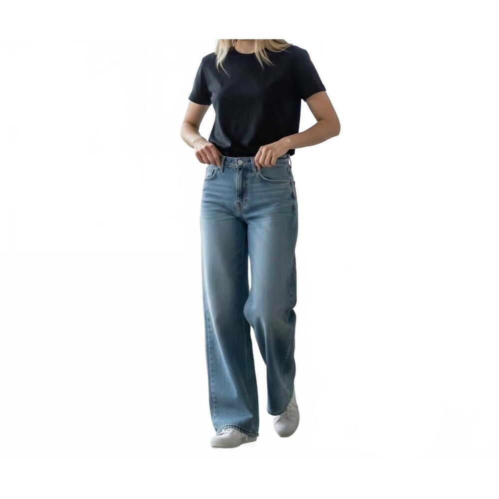 NEW NULL women's pistachio slim wide leg jean in bleachout